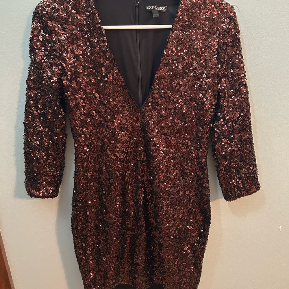 Express Sequin Dress in Rich Burgundy